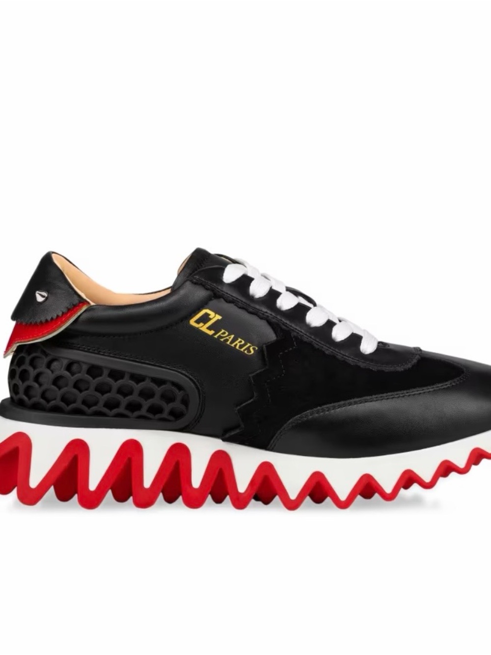 Christian Louboutin Black, Red & White Women's Zigzag Sole Sneakers